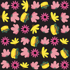 Florar Pattern. Abstract Floral Background Design with Artistic Botanical Elements