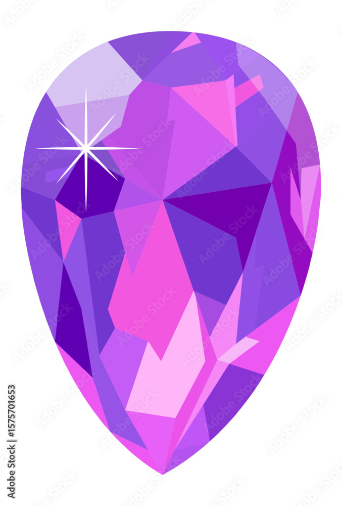 Poster sparkling purple gemstone reflecting light with stunning triangular facets, creating a captivating d