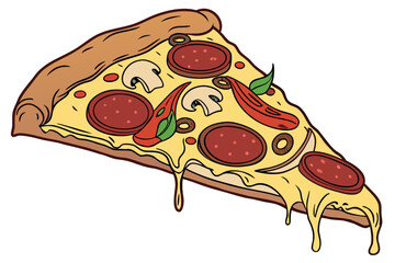 Realistic pizza with melted cheese and delicious toppings