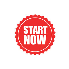 Start Now Red Stamp Vector on White Background – Bold Call-to-Action Label Design
