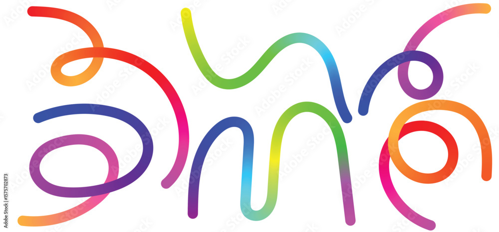 Poster vibrant abstract colorful wavy lines on dark background – dynamic gradient stroke design