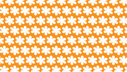 abstract background with white flowers on orange fabric