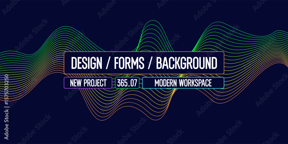 Poster vector abstract background with dynamic waves, line and particles. illustration suitable for design.