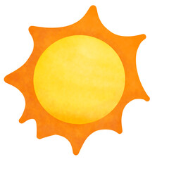 Watercolor Sun: Cheerful Orange Rays and Yellow Orb on White.