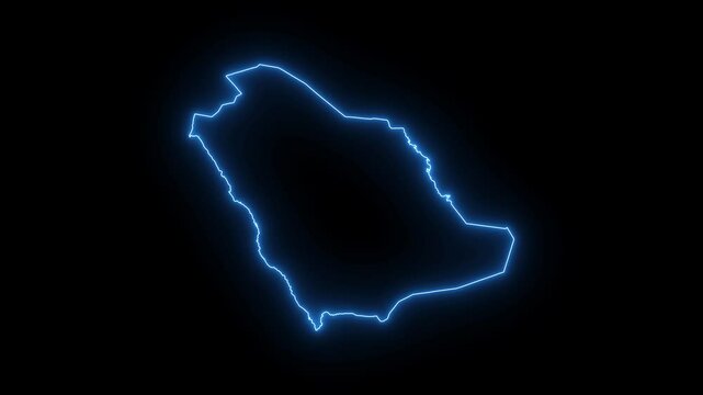 Animated isometric map of Saudi Arabia with neon Border