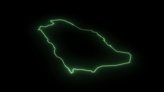 Animated isometric map of Saudi Arabia with neon Border
