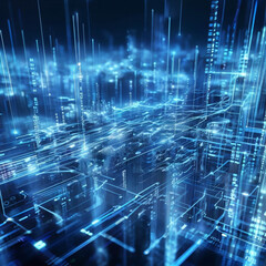 Obraz premium Futuristic Cityscape Crafted from Glowing Data Streams