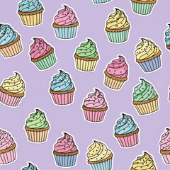 seamless pattern with cupcakes