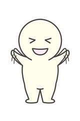 Waving and rejoicing 
Simple full-length portrait of a happy person