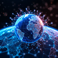 Global communication network around planet earth in space