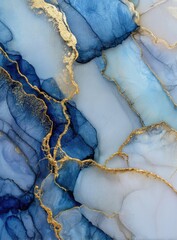 Abstract Blue and Gold Ink Swirls, Evoking Luxury and Creativity for Sophisticated Branding and Artistic Expression : Generative AI