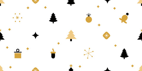 Seamless vector Christmas background pattern with stars and festive holiday decoration