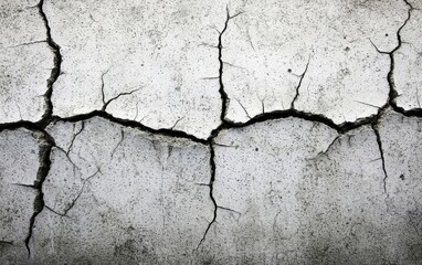 Urban environment featuring a cracked concrete surface illuminated by daylight.