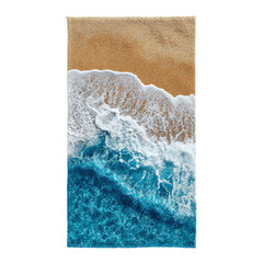 Aerial View of Ocean Waves Crashing on Sandy Beach