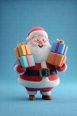Obraz premium Santa Claus Holding Christmas Gift