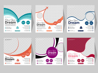 Modern Social media post design for creative travel agency growth and marketing
