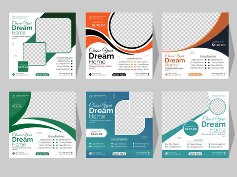 Modern Social media post design for creative real estate agency growth and marketing