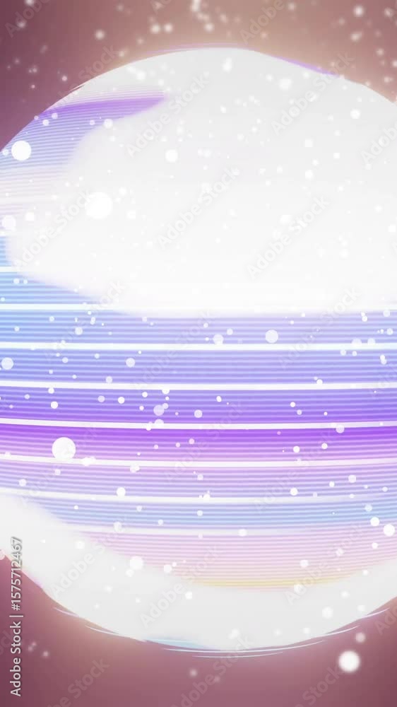 Poster glowing planet with horizontal lines and particles, space animation