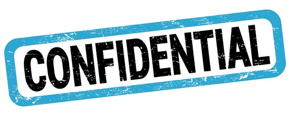 CONFIDENTIAL text written on blue-black rectangle stamp.