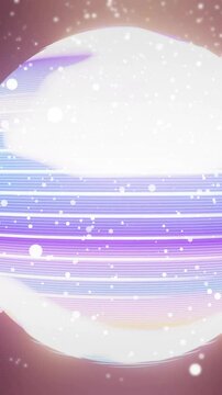 Glowing planet with horizontal lines and particles, space animation