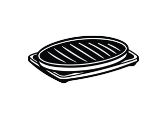 Silhouette of Griddle Plate isolated on a white background