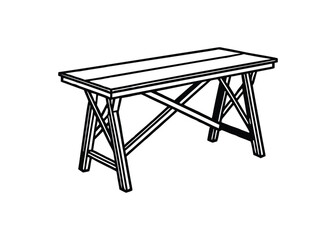 Silhouette of trestle table isolated on a white background