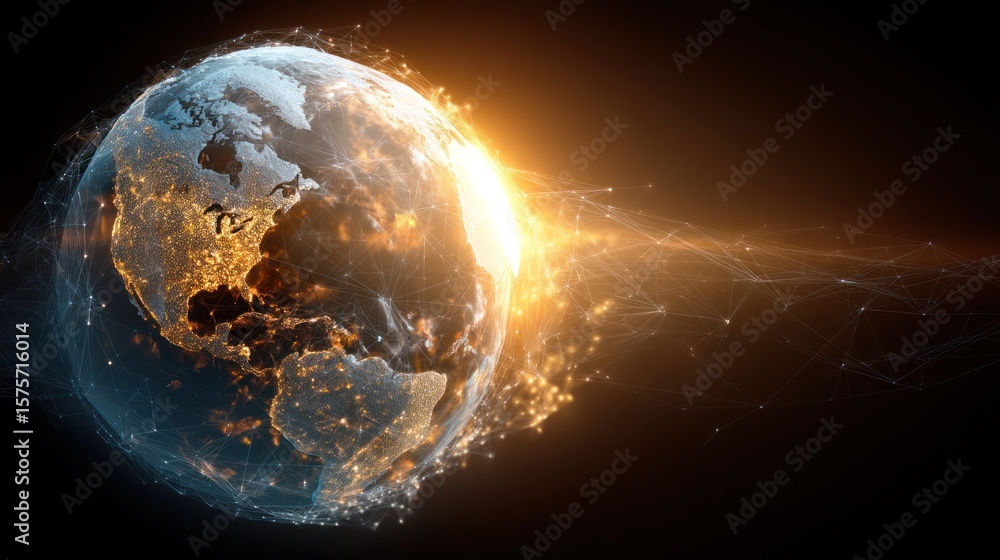 Poster global network world map