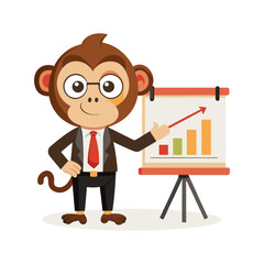 Funny Monkey Giving a Boring PowerPoint Presentation. Hilarious Office Humor Vector Art for Business, Meetings, Workplace Stress, and Corporate Presentation Design Projects.