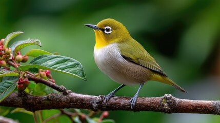 Colorful bird on branch