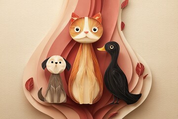 Charming Woodland Friends Enjoy a Cozy Gathering in a Whimsical Setting Generative AI