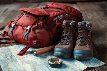 Explore the Wilderness With Travel Essentials and a Trusty Map at Hand Generative AI