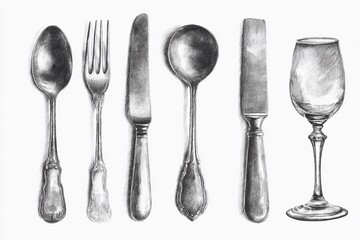 Elegant Kitchen Utensils Set Illustration Capturing Timeless Culinary Tools Generative AI