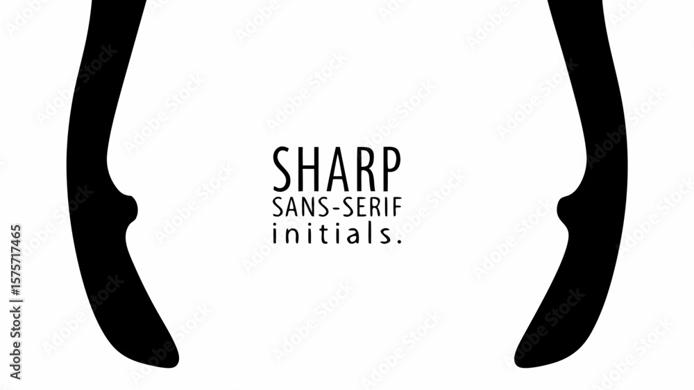 Poster abstract black shapes framing sharp sans serif initials text on a white background graphic design ar