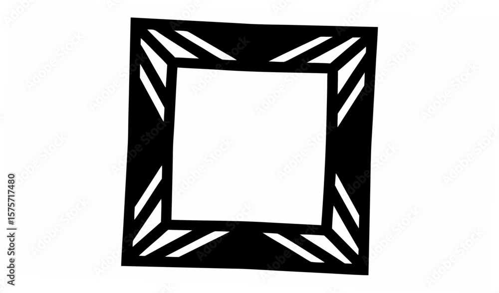 Poster a black graphic square frame with diagonal lines on the corners on a white background design element