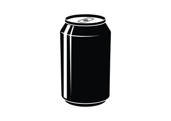 Soda can with a slightly curved silhouette Black Vector white background