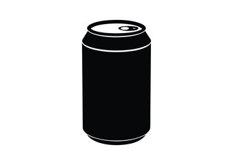 Soda can with a slightly curved silhouette Black Vector white background