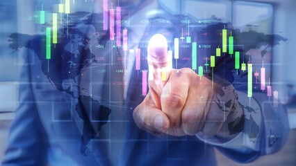 Digital Financial World Map and Trading Graphs Modern Business Concept