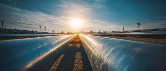 Obraz premium Pipeline infrastructure under sunny sky