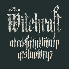 Fototapeta na wymiar Gothic font. English alphabet letters. Medieval Latin letters. Vector inscription with the word 