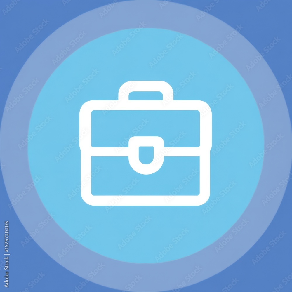 Aufkleber minimalistic circular blue gradient background featuring a clean white-outlined briefcase icon with 