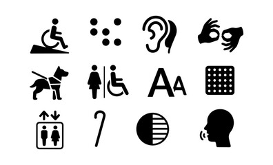 Accessibility icon set featuring universal symbols for inclusive design