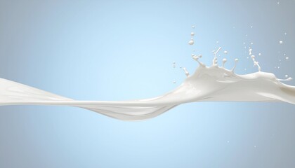 Elegant Milk Splash on Light Blue Background Dairy Product Splatter White Liquid Motion Minimalist Design Food and Beverage Industry Freshness and Purity