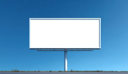 Obraz premium Blank Billboard Against a Clear Blue Sky, Ideal for Outdoor Advertising and Marketing Campaigns With Space for Brand Awareness and Public Announcements : Generative AI