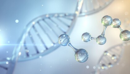 Abstract Molecular Structure with DNA Helix Background Representing Science Medicine and Biotechnology Research with a Clean and Modern Aesthetic