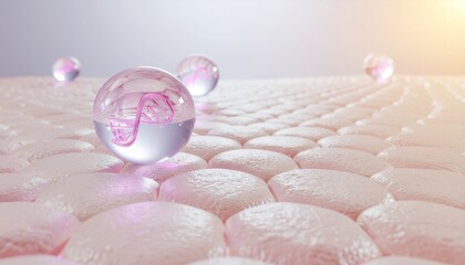 Cosmetic Serum Droplets Penetrating Epidermis Layer with DNA Skin Hydration and Rejuvenation Concept Scientific Illustration for Beauty and Healthcare Products