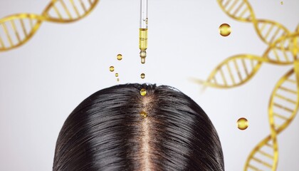Hair Care Serum Application for Scalp Health and Growth Promoting Strong Shiny Hair with Essential Oils and Nutrients for a Healthy Scalp