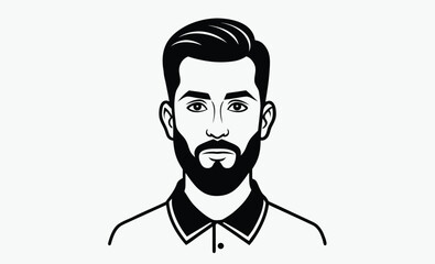 Bearded man silhouette,  facial hair styles, male profile variations, Man with beard variation silhouette