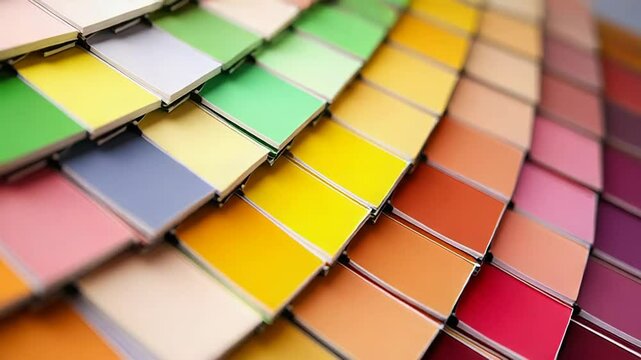 Color chart displaying a wide range of vibrant paint samples for interior design