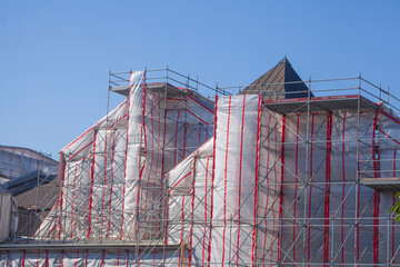 Eingerüstete Deichtorhallen, Baustelle, Baugerüst, Sanierung, Renovierung, Hamburg, Deutschland