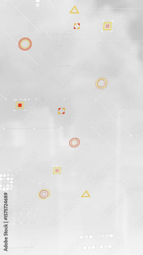 Poster Abstract shapes and data processing over clouds against grey background